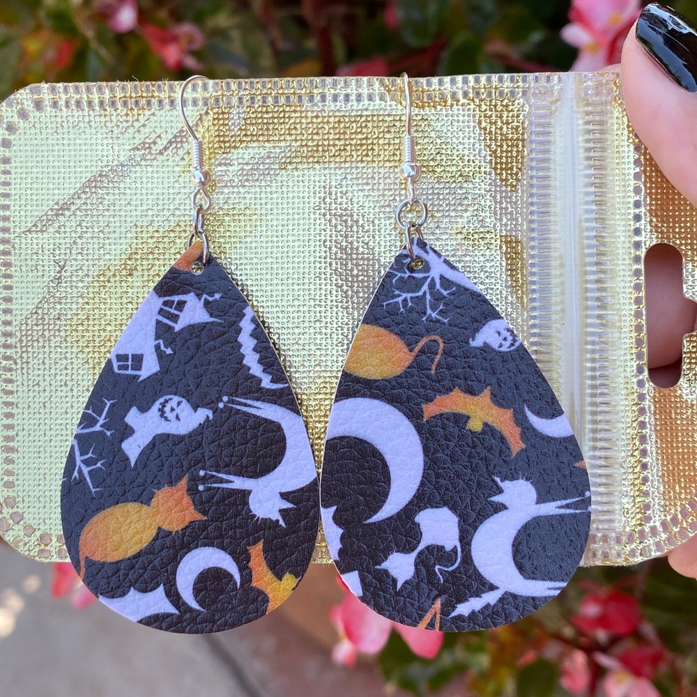 Halloween Teardrop Earrings - Picture 3 of 7